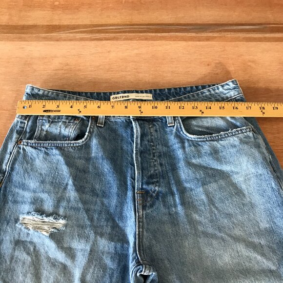 Grlfrnd The Karolina Straight Crop Jeans Women 31 Blue High Rise Distressed - Picture 10 of 15